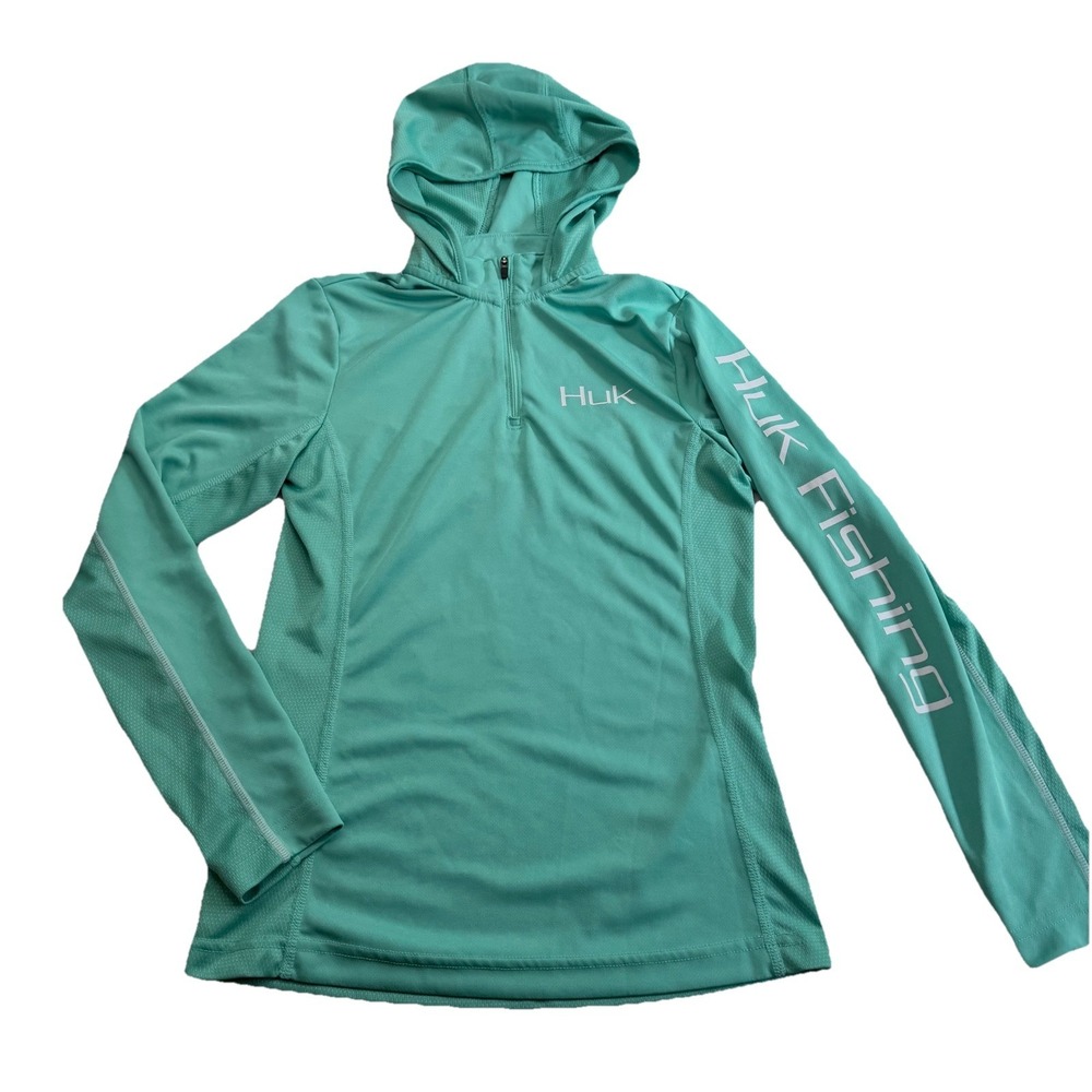 Huk Shirt Women XS Mint Icon Quarter Zip Hoodie Fishing Performance Boating
